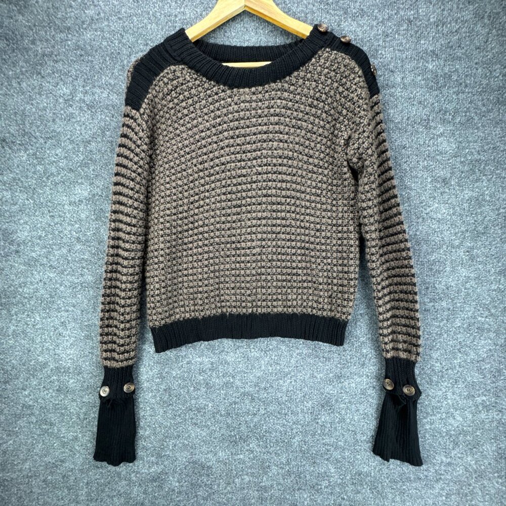 Leonard St Sweater Womens Medium Pullover Brown Black Mohair‎ Wool Blend Knit